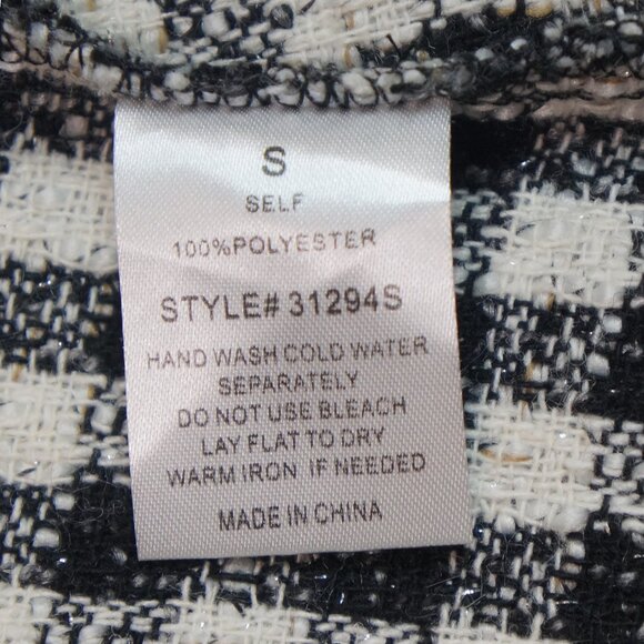 Blue B Collection Black White Office Preppy Tweed Mini Pencil Skirt  Size S - Picture 5 of 6